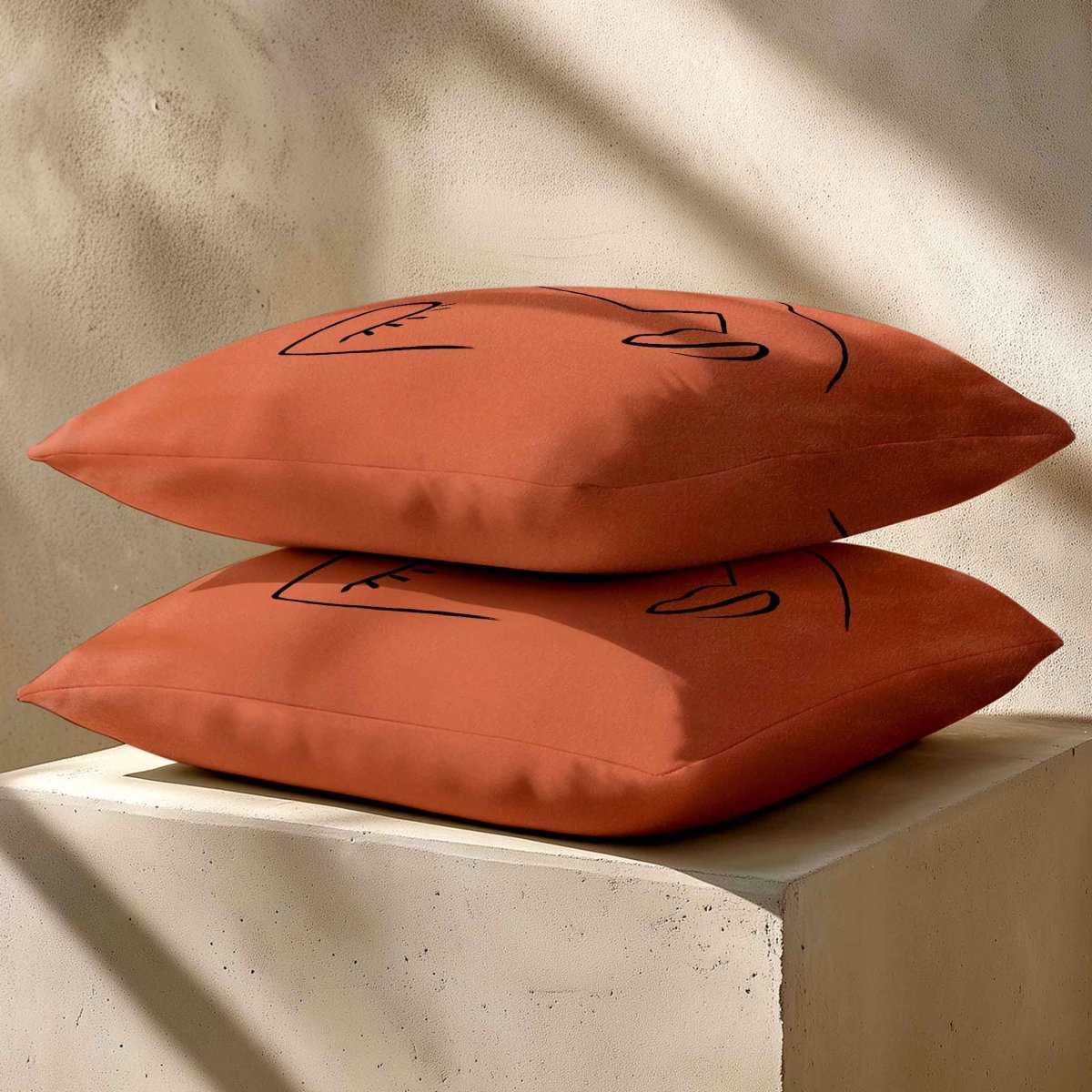 Open Face | Sustainable Velvet Cushion - Burnt Ochre 40 x 40 cm Standard by Izabela Peters