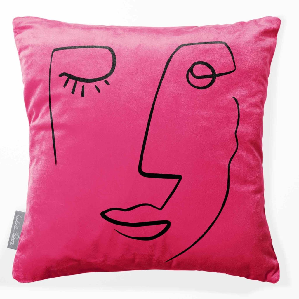 Open Face | Sustainable Velvet Cushion - Hot Pink 40 x 40 cm Standard by Izabela Peters