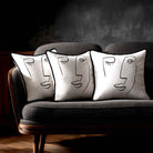 Open Face | Sustainable Velvet Cushion - White & Black 40 x 40 cm Standard by Izabela Peters