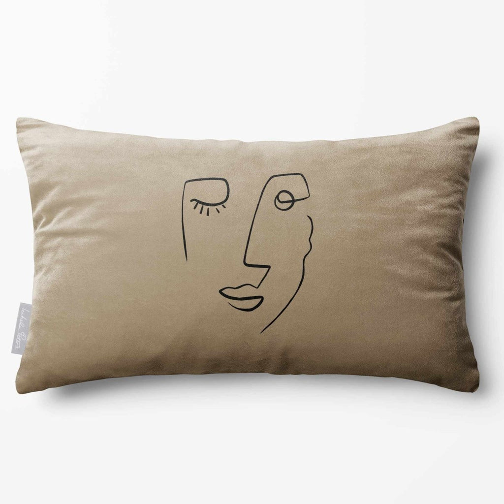 Open Face | Sustainable Velvet Rectangle Cushion - Taupe 50 x 30 cm Standard by Izabela Peters