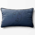 Open Face | Sustainable Velvet Rectangle Cushion - Petrol Blue 50 x 30 cm Piped by Izabela Peters