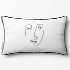 Open Face | Sustainable Velvet Rectangle Cushion - White & Black 50 x 30 cm Piped by Izabela Peters
