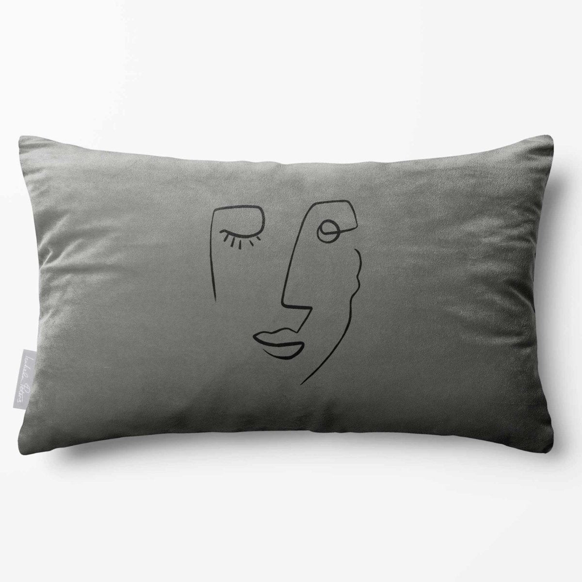 Open Face | Sustainable Velvet Rectangle Cushion - French Grey 50 x 30 cm Standard by Izabela Peters