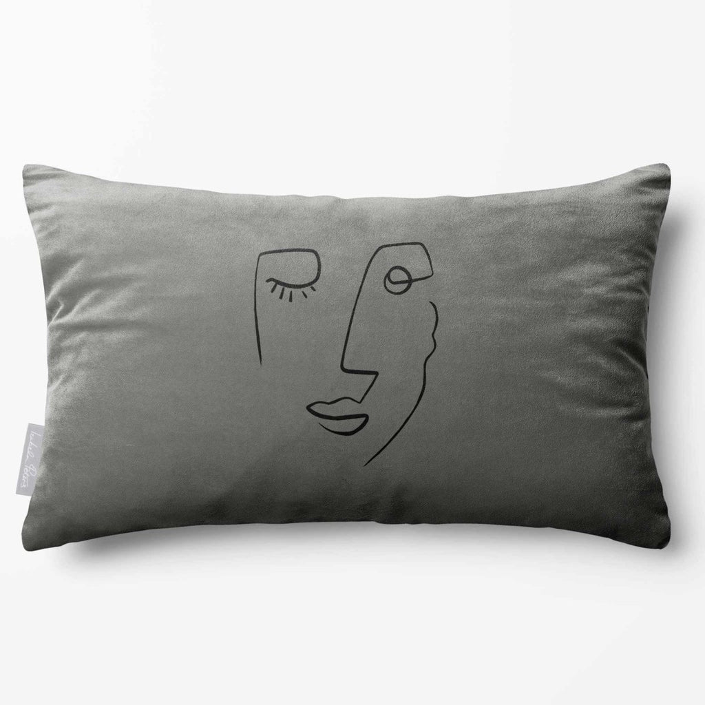 Open Face | Sustainable Velvet Rectangle Cushion - French Grey 50 x 30 cm Standard by Izabela Peters