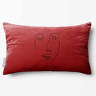 Open Face | Sustainable Velvet Rectangle Cushion - Crimson Muse 50 x 30 cm Standard by Izabela Peters