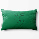 Open Face | Sustainable Velvet Rectangle Cushion - Emerald Green 50 x 30 cm Standard by Izabela Peters