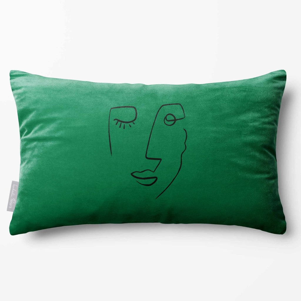 Open Face | Sustainable Velvet Rectangle Cushion - Emerald Green 50 x 30 cm Standard by Izabela Peters
