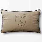 Open Face | Sustainable Velvet Rectangle Cushion - Taupe 50 x 30 cm Piped by Izabela Peters