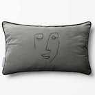 Open Face | Sustainable Velvet Rectangle Cushion - Beluga 50 x 30 cm Piped by Izabela Peters