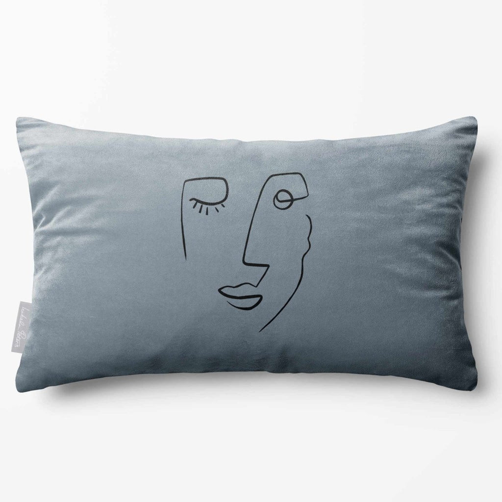 Open Face | Sustainable Velvet Rectangle Cushion - French Grey 50 x 30 cm Piped by Izabela Peters