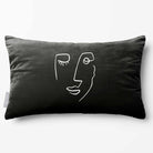 Open Face | Sustainable Velvet Rectangle Cushion - Black & White 50 x 30 cm Standard by Izabela Peters