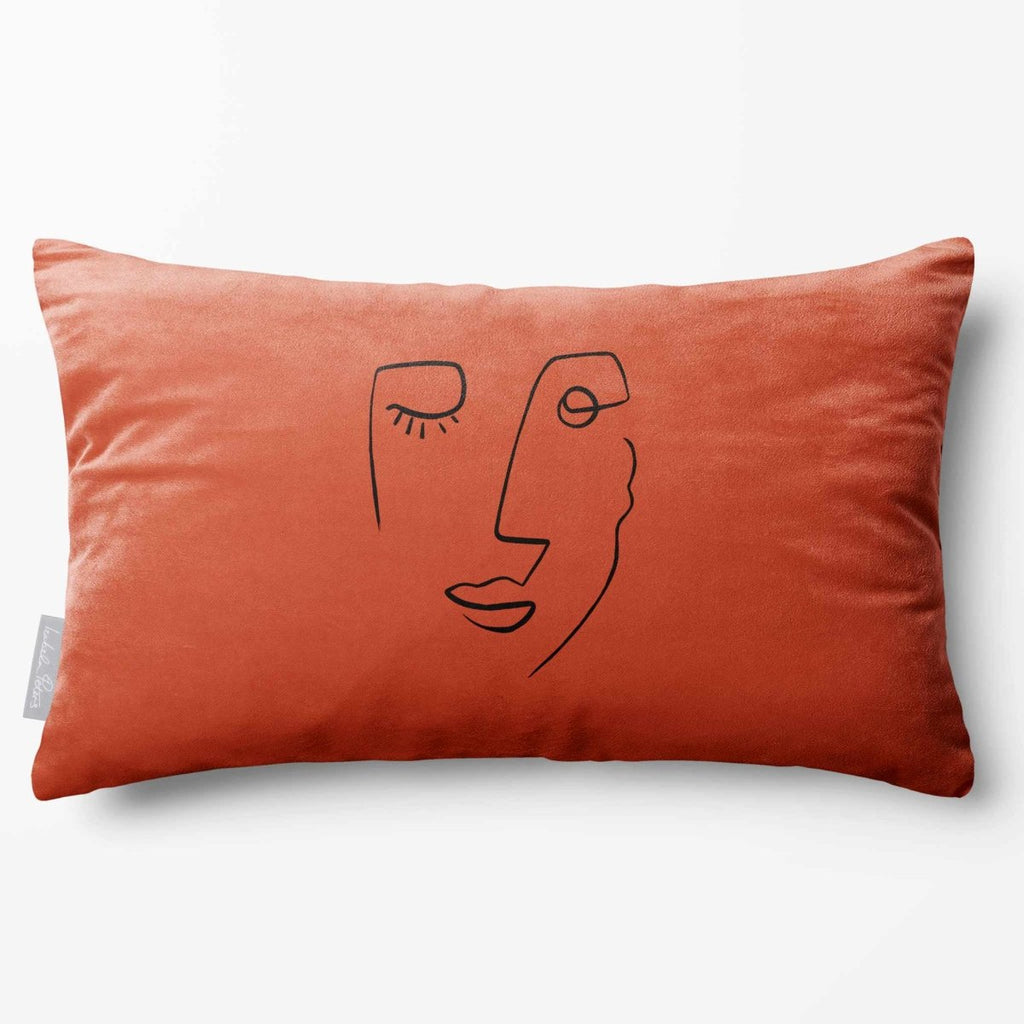 Open Face | Sustainable Velvet Rectangle Cushion - Burnt Ochre 50 x 30 cm Standard by Izabela Peters