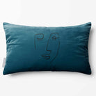 Open Face | Sustainable Velvet Rectangle Cushion - Teal 50 x 30 cm Standard by Izabela Peters