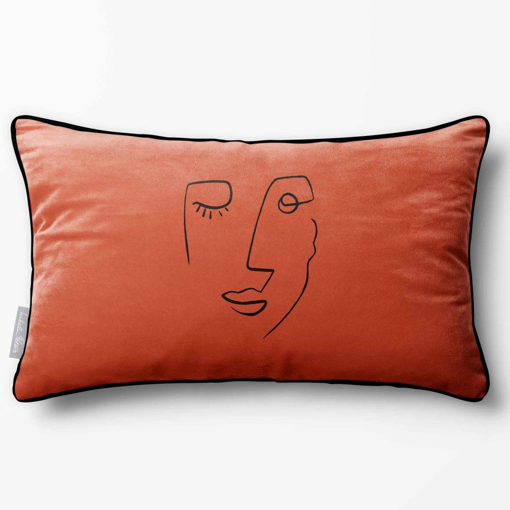 Open Face | Sustainable Velvet Rectangle Cushion - Burnt Ochre 50 x 30 cm Piped by Izabela Peters
