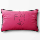 Open Face | Sustainable Velvet Rectangle Cushion - Hot Pink 50 x 30 cm Piped by Izabela Peters