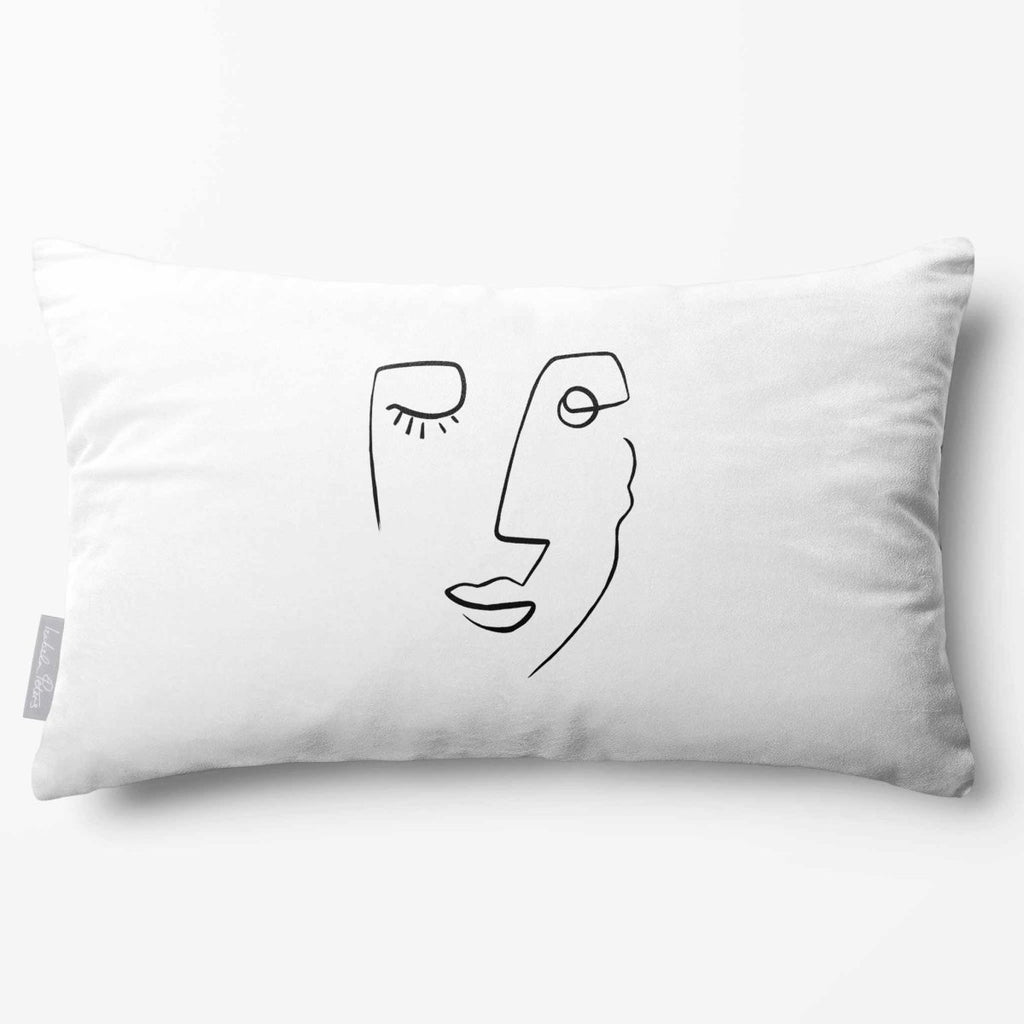 Open Face | Sustainable Velvet Rectangle Cushion - White & Black 50 x 30 cm Standard by Izabela Peters