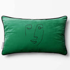 Open Face | Sustainable Velvet Rectangle Cushion - Emerald Green 50 x 30 cm Piped by Izabela Peters