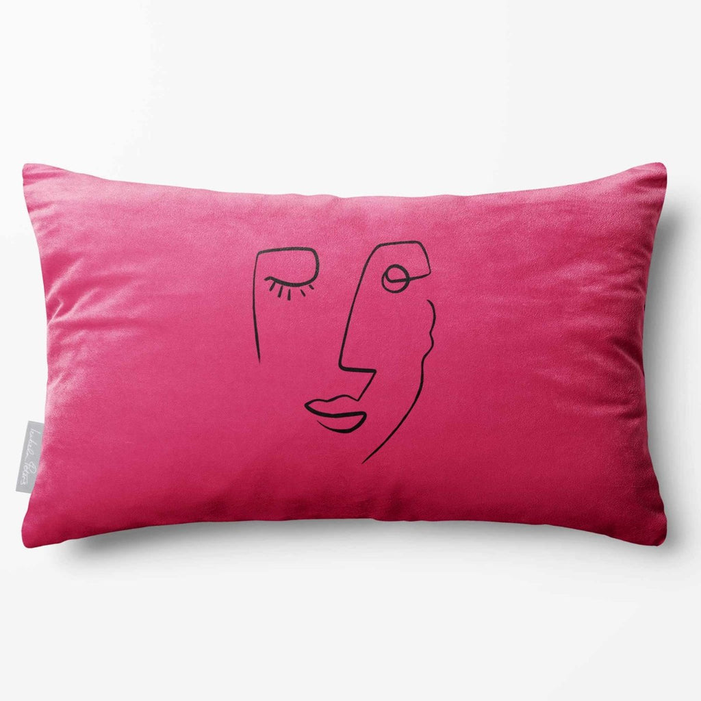 Open Face | Sustainable Velvet Rectangle Cushion - Hot Pink 50 x 30 cm Standard by Izabela Peters