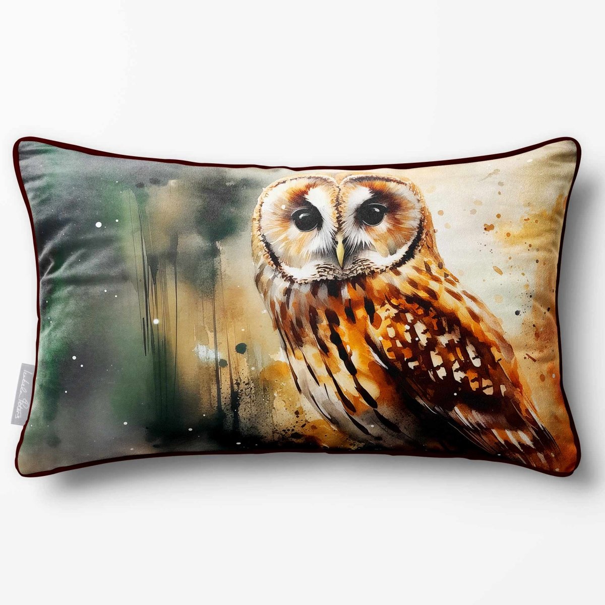 Owl | Sustainable Velvet Rectangle Cushion - 50 x 30 cm Piped by Izabela Peters