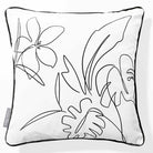 Palm and Leaves | Sustainable Velvet Cushion - White & Black 40 x 40 cm Piped by Izabela Peters