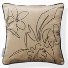 Palm and Leaves | Sustainable Velvet Cushion - Taupe 40 x 40 cm Piped by Izabela Peters