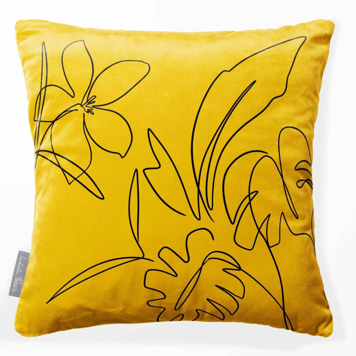 Palm and Leaves | Sustainable Velvet Cushion - Mustard Ochre 40 x 40 cm Standard by Izabela Peters