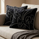 Palm and Leaves | Sustainable Velvet Cushion - Black & White 40 x 40 cm Standard by Izabela Peters
