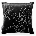 Palm and Leaves | Sustainable Velvet Cushion - Black & White 40 x 40 cm Standard by Izabela Peters