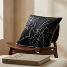Palm and Leaves | Sustainable Velvet Cushion - Black & White 40 x 40 cm Standard by Izabela Peters