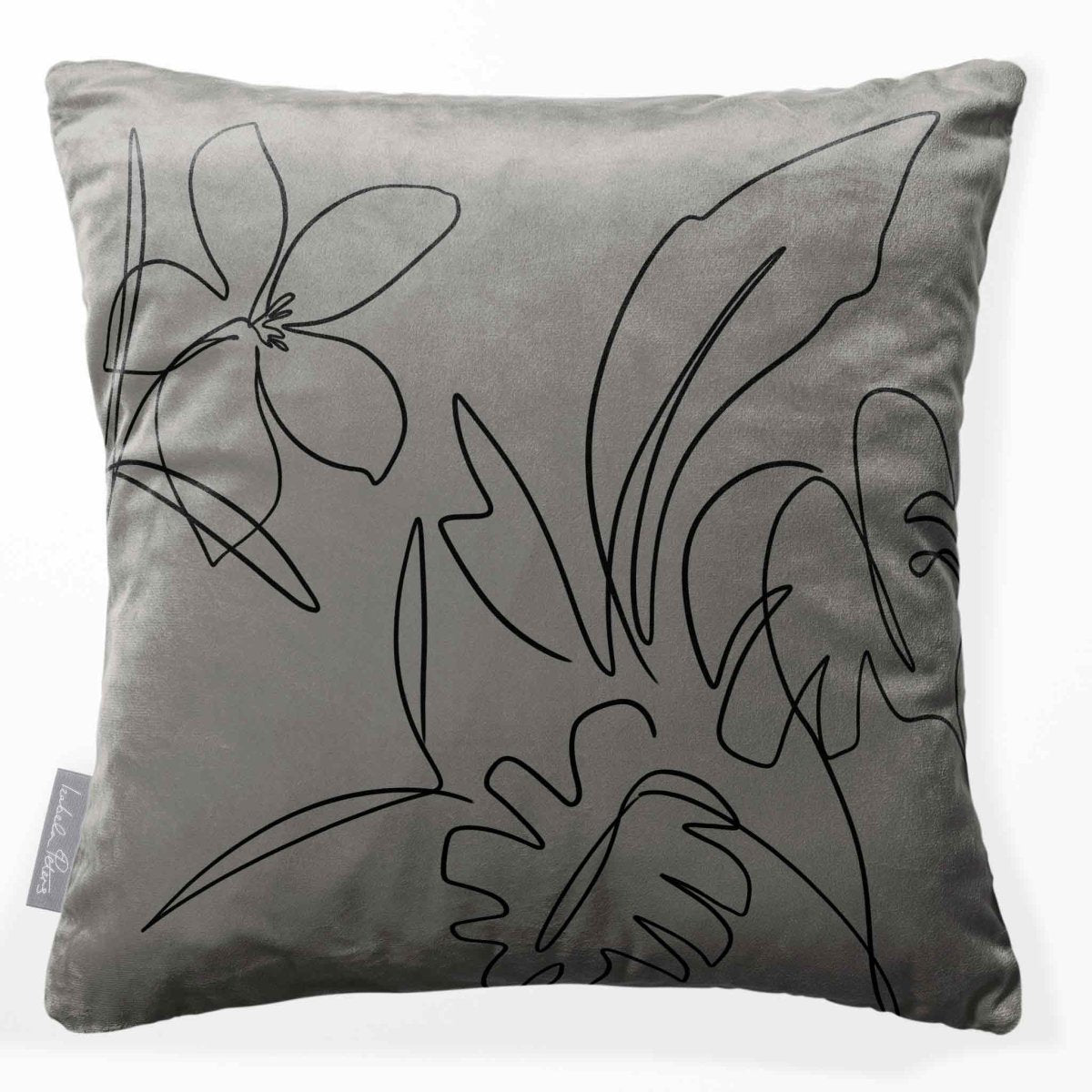 Palm and Leaves | Sustainable Velvet Cushion - Beluga 40 x 40 cm Standard by Izabela Peters