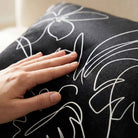 Palm and Leaves | Sustainable Velvet Cushion - Black & White 40 x 40 cm Standard by Izabela Peters