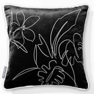 Palm and Leaves | Sustainable Velvet Cushion - Black & White 40 x 40 cm Piped by Izabela Peters