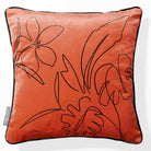 Palm and Leaves | Sustainable Velvet Cushion - Burnt Ochre 40 x 40 cm Piped by Izabela Peters
