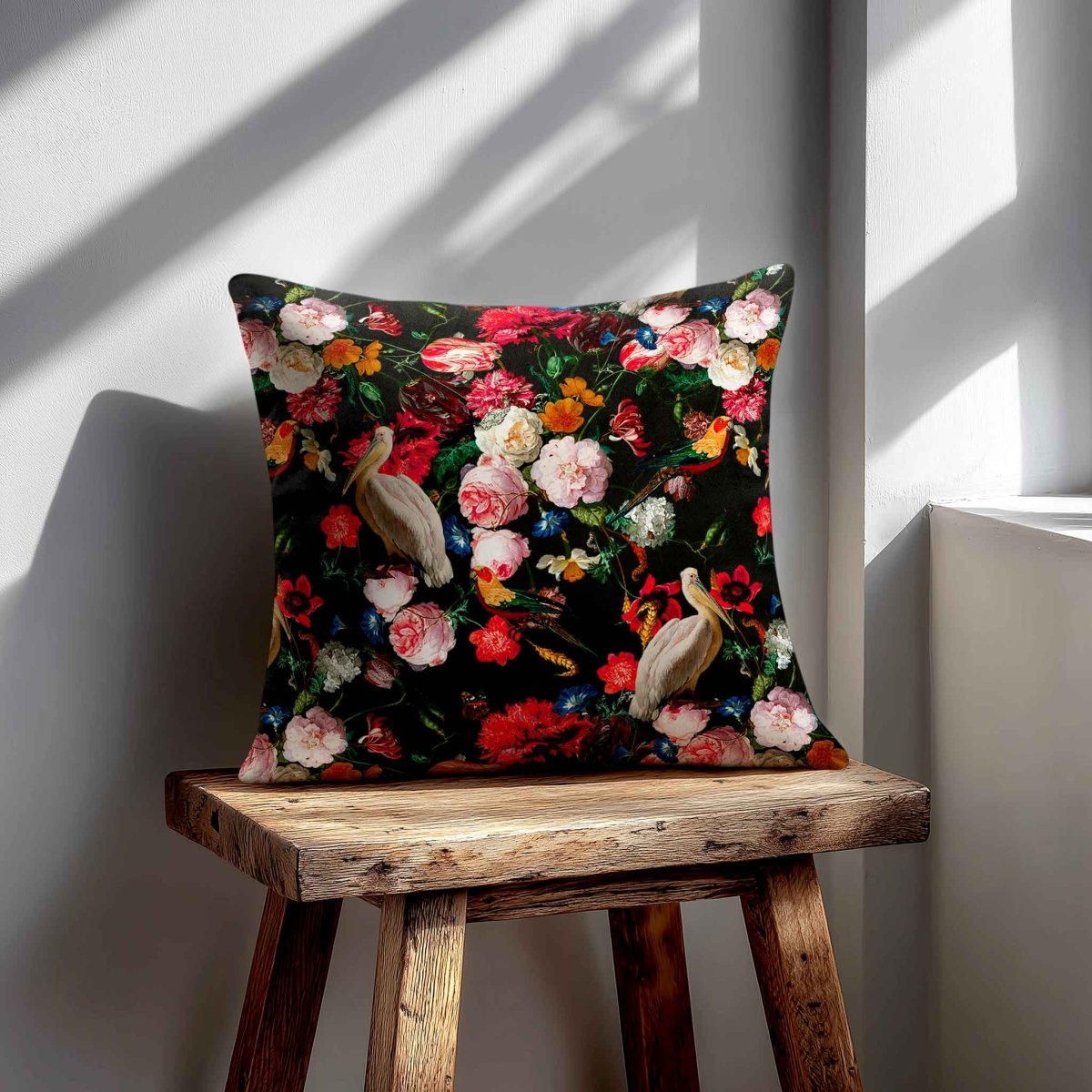 Peruvian Paradise | Sustainable Velvet Cushion - Charcoal 40 x 40 cm Standard by Izabela Peters