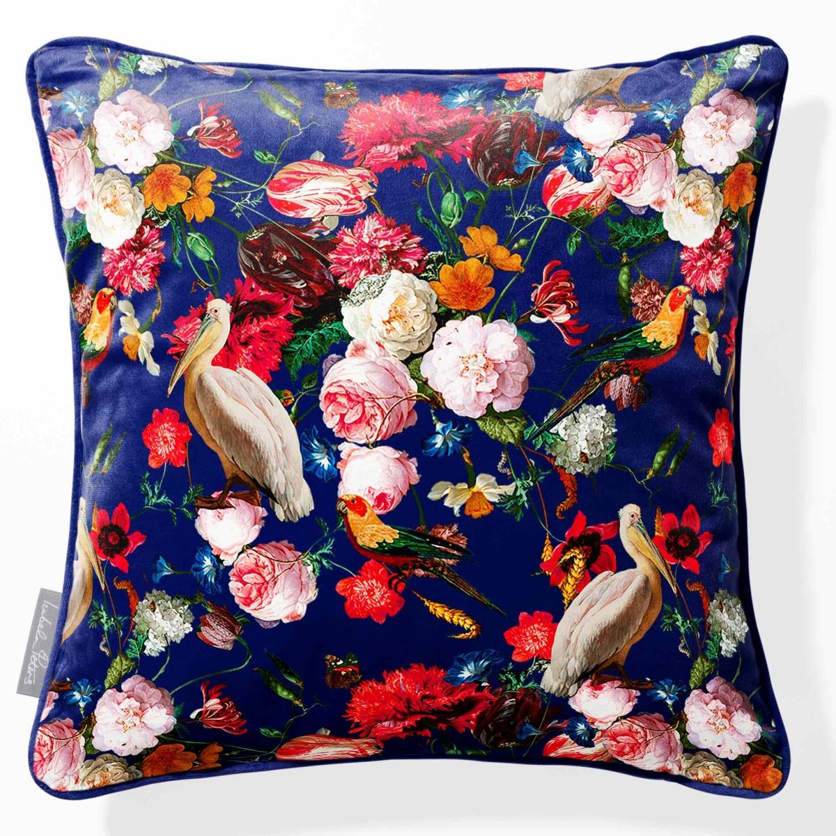 Peruvian Paradise | Sustainable Velvet Cushion - Midnight 40 x 40 cm Piped by Izabela Peters