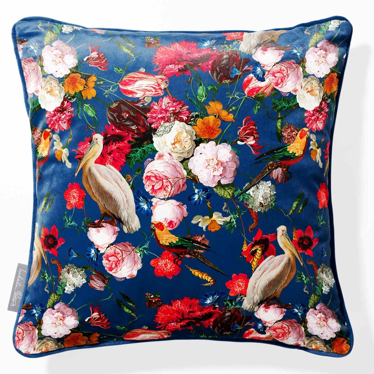 Peruvian Paradise | Sustainable Velvet Cushion - Estate Blue 40 x 40 cm Piped by Izabela Peters