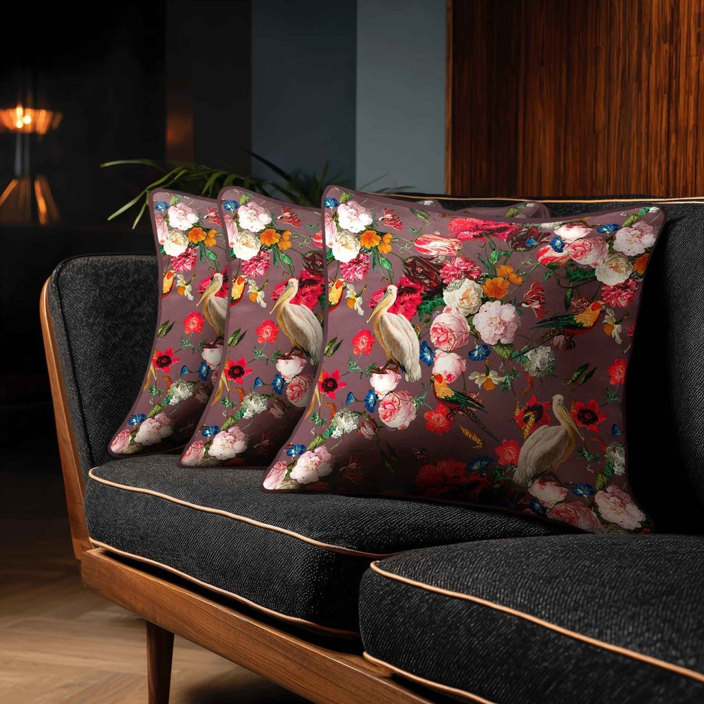 Peruvian Paradise | Sustainable Velvet Cushion - Italian Grape 40 x 40 cm Standard by Izabela Peters