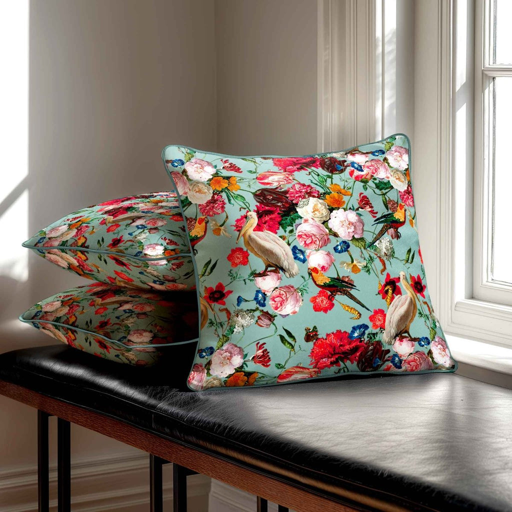 Peruvian Paradise | Sustainable Velvet Cushion - Blue Surf 40 x 40 cm Standard by Izabela Peters