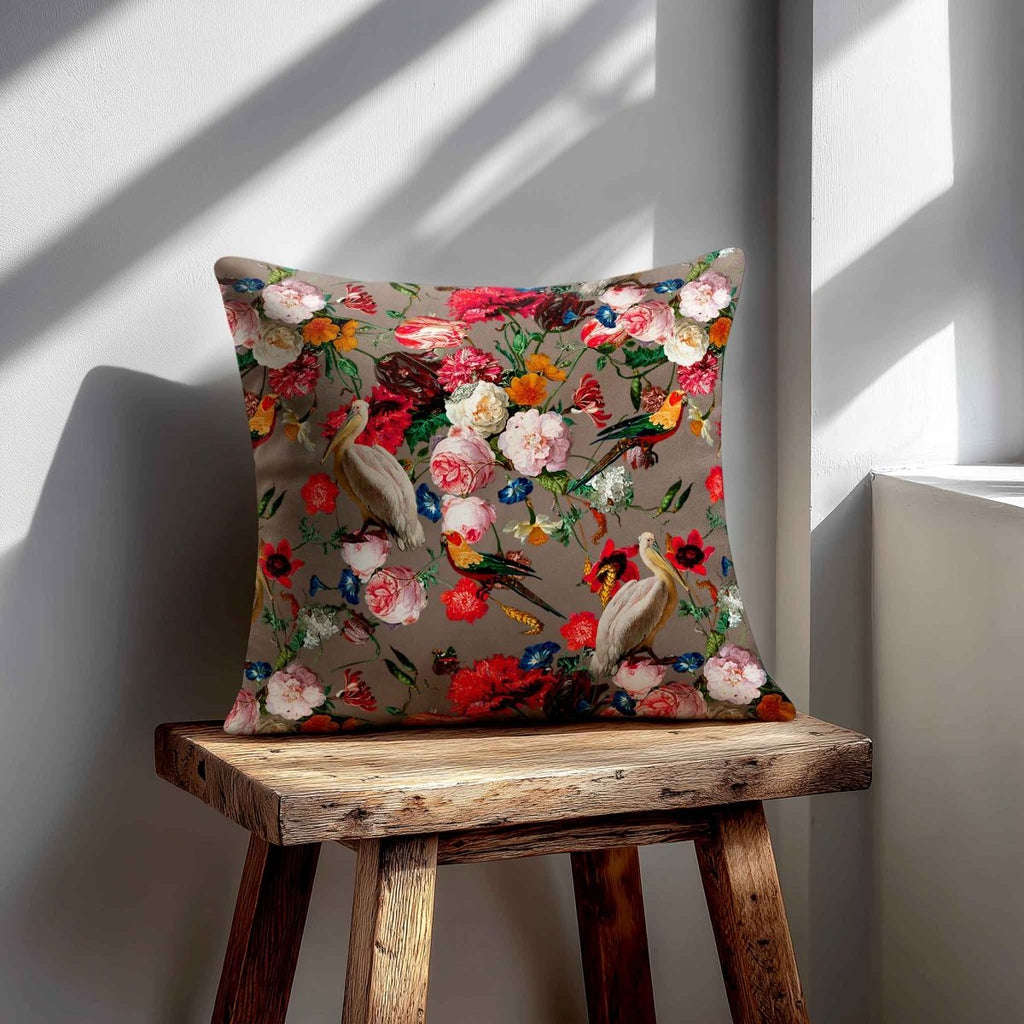 Peruvian Paradise | Sustainable Velvet Cushion - Dovedale Stone 40 x 40 cm Standard by Izabela Peters