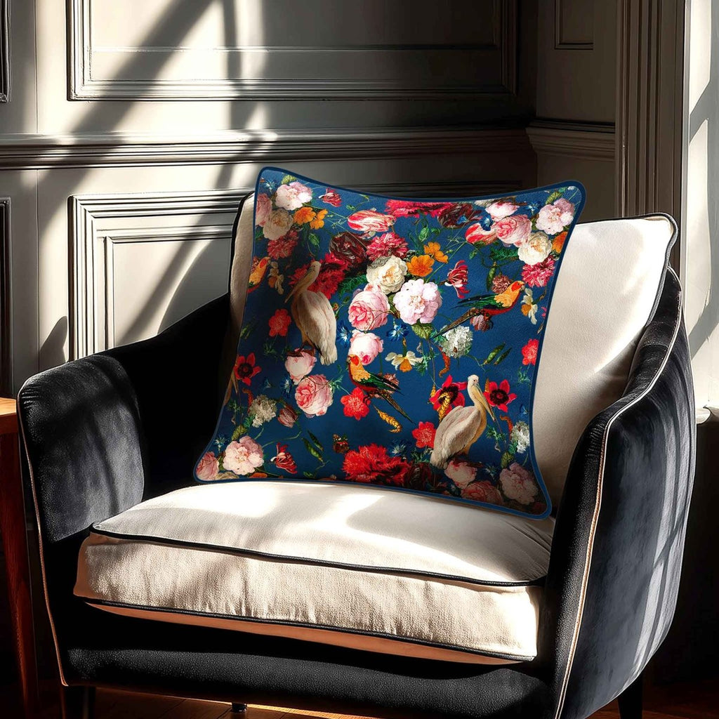 Peruvian Paradise | Sustainable Velvet Cushion - Estate Blue 40 x 40 cm Standard by Izabela Peters