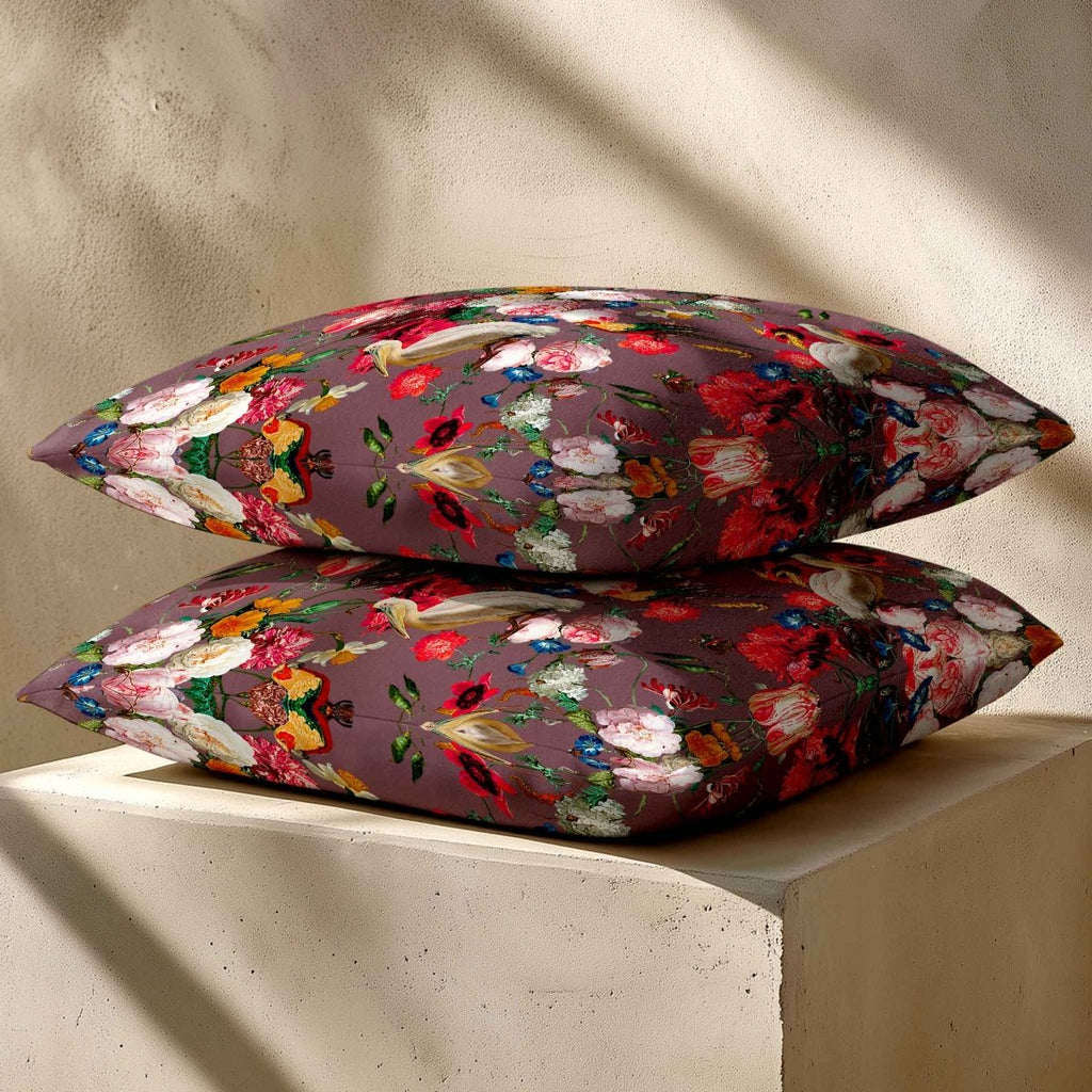 Peruvian Paradise | Sustainable Velvet Cushion - Italian Grape 40 x 40 cm Standard by Izabela Peters