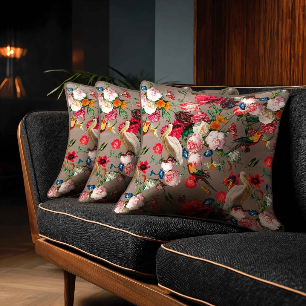 Peruvian Paradise | Sustainable Velvet Cushion - Dovedale Stone 40 x 40 cm Standard by Izabela Peters