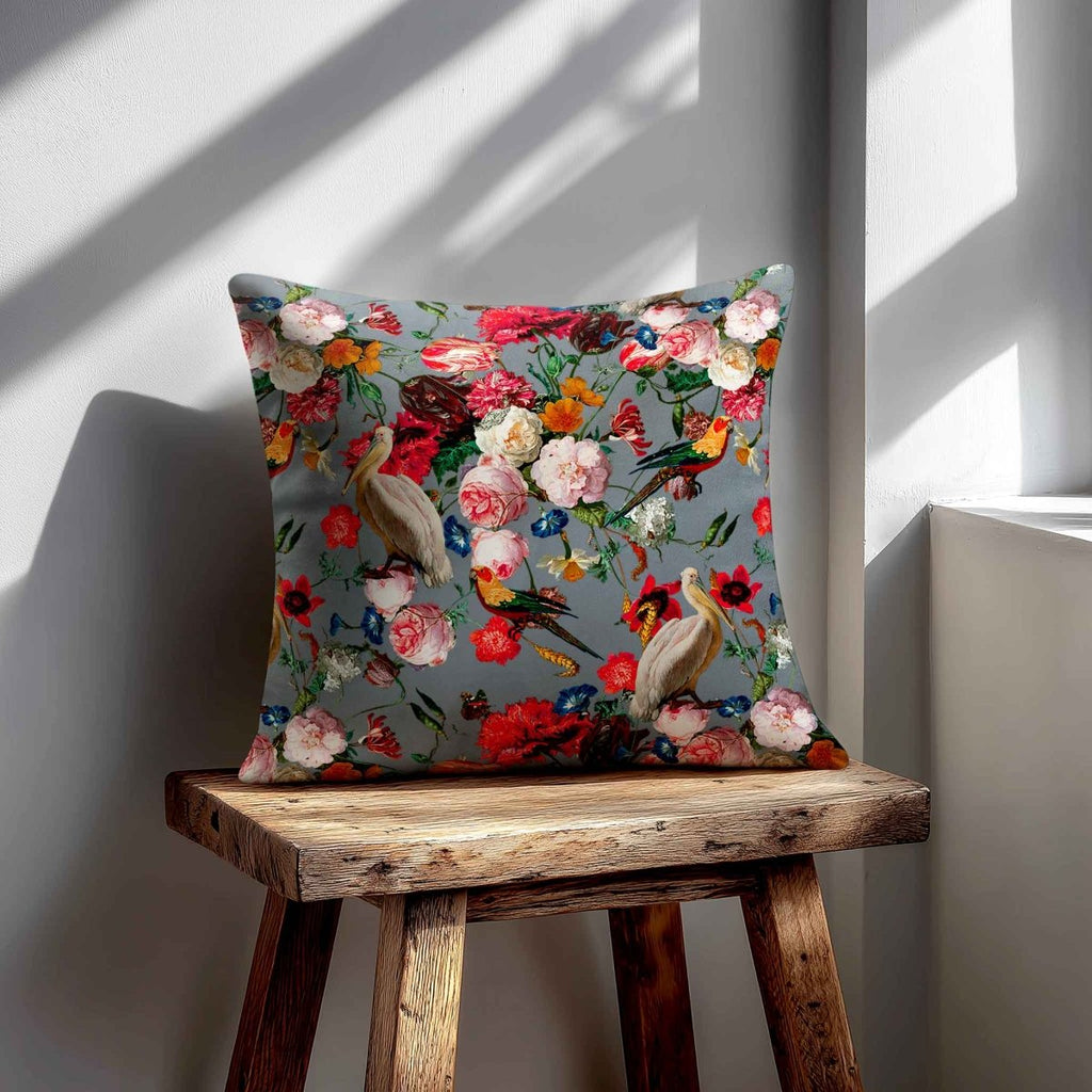 Peruvian Paradise | Sustainable Velvet Cushion - French Grey 40 x 40 cm Standard by Izabela Peters