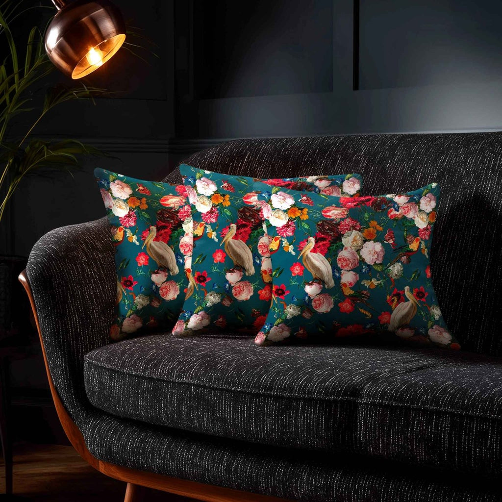 Peruvian Paradise | Sustainable Velvet Cushion - Teal 40 x 40 cm Standard by Izabela Peters