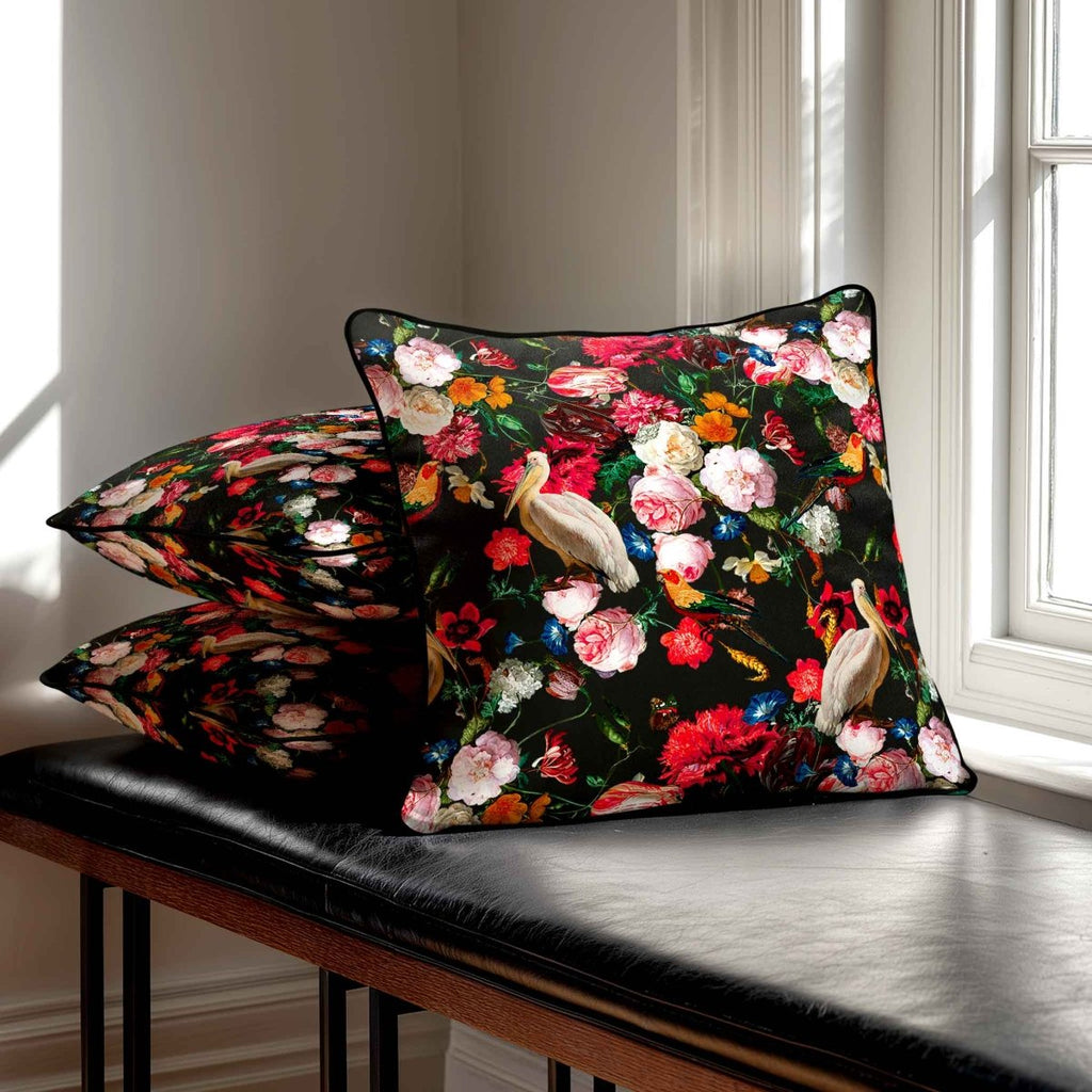 Peruvian Paradise | Sustainable Velvet Cushion - Charcoal 40 x 40 cm Standard by Izabela Peters