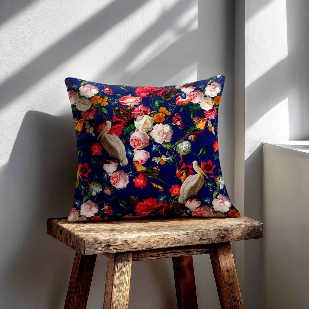 Peruvian Paradise | Sustainable Velvet Cushion - Midnight 40 x 40 cm Standard by Izabela Peters