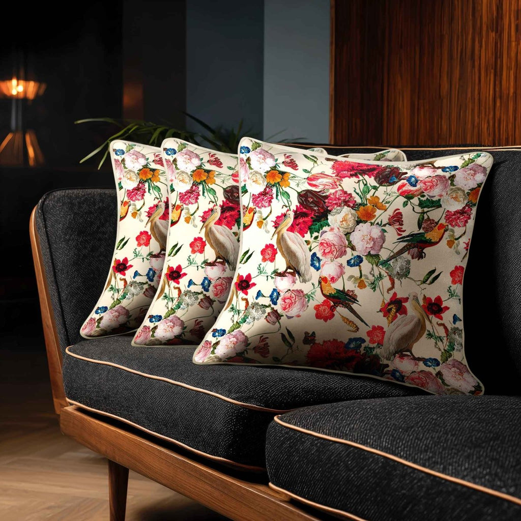 Peruvian Paradise | Sustainable Velvet Cushion - Ivory Cream 40 x 40 cm Standard by Izabela Peters