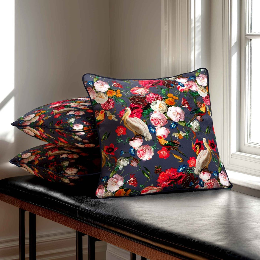 Peruvian Paradise | Sustainable Velvet Cushion - Graphite 40 x 40 cm Standard by Izabela Peters