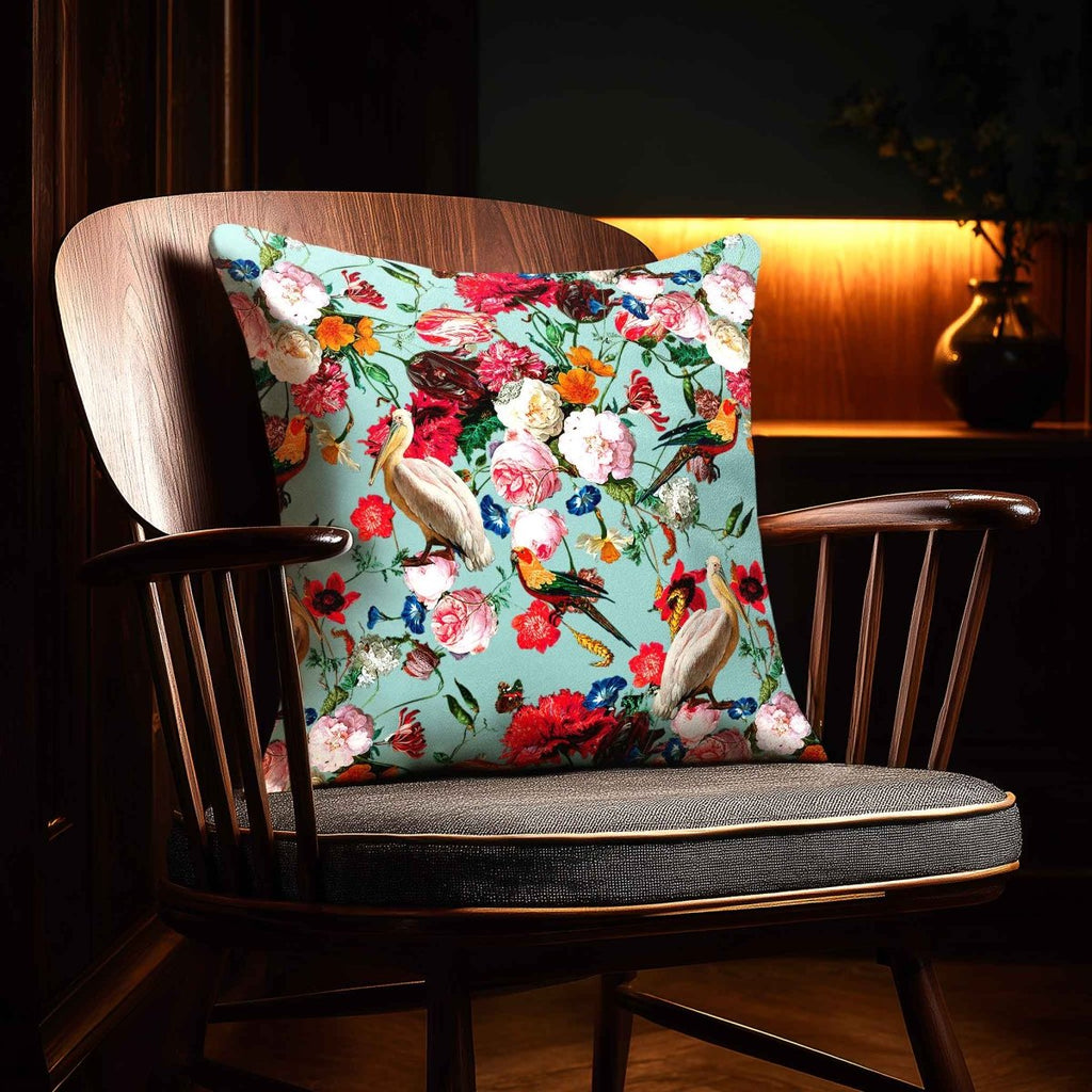 Peruvian Paradise | Sustainable Velvet Cushion - Blue Surf 40 x 40 cm Standard by Izabela Peters