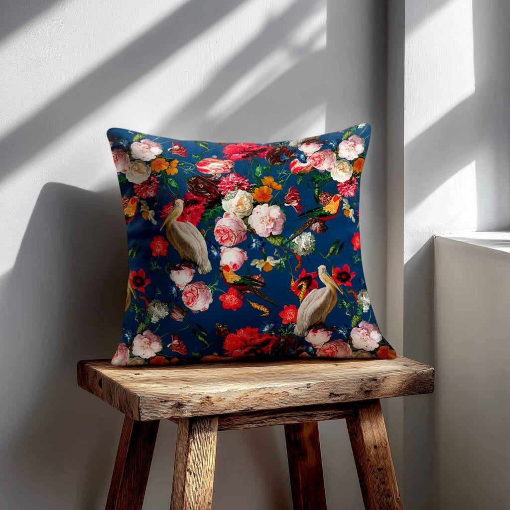Peruvian Paradise | Sustainable Velvet Cushion - Estate Blue 40 x 40 cm Standard by Izabela Peters